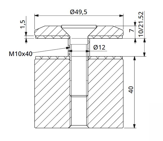 Prindere punctuala fixa fara gat Ø50x40 mm [2]