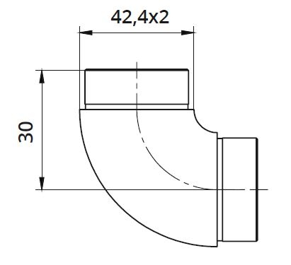 Imbinare fixa 90° mana curenta rotunda Ø42,4 mm [2]