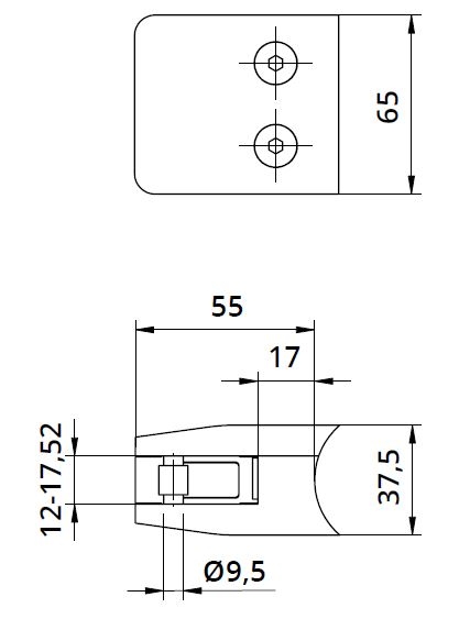 Clema MOD 24 fixare pe rotund pentru montant balustrada sticla 12-17,52 mm [2]