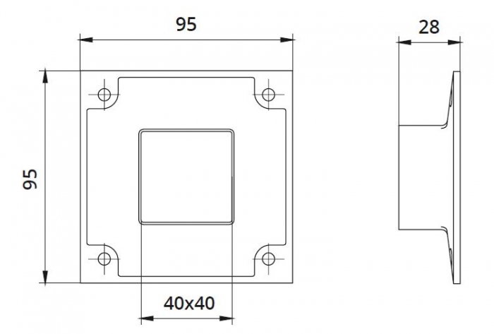Flansa fixare perete mana curenta patrata 40x40 mm [2]