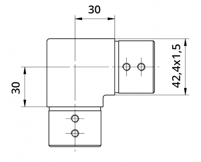 Imbinare orizontala 90° mana curenta profilata Ø42,4 mm [2]