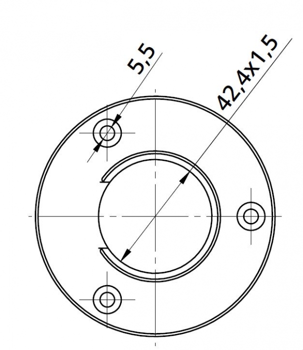 Conector perete mana curenta profilata Ø42,4 mm [2]