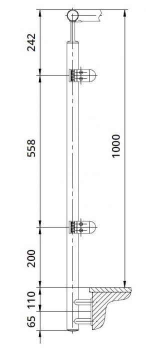 Montant colt exterior rotund echipat pentru sticla fixare pe laterala [2]