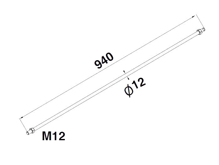 Tija Ø12xM12 mm, L=940 mm [2]