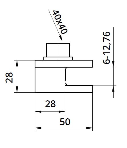 Clema simpla 50x60x28 mm fixare pe teava rotunda/rectangulara [2]