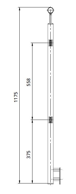 Montant intermediar patrat echipat pentru sticla fixare pe laterala [2]