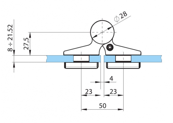 Balama hidraulica Biloba EVO cu blocare 90°/180° fixare pe sticla [4]