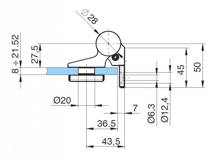 Balama hidraulica Biloba EVO cu blocare 90°/180° fixare pe perete [4]
