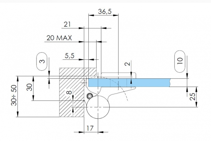 Balama hidraulica Biloba EVO Frame cu blocare 90°/180° fixare pe toc aluminiu [5]