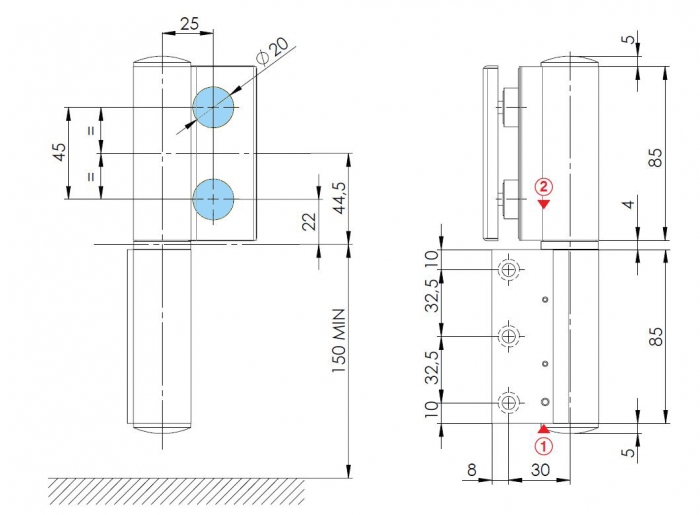 Balama hidraulica Biloba EVO Frame cu blocare 180° fixare pe toc aluminiu [3]