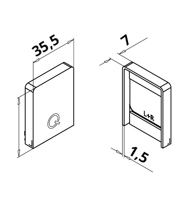 Capac capat profil U balustrada Easy Glass® Hybrid stanga-dreapta [2]