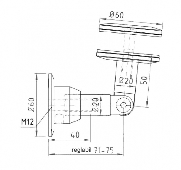 Conector copertina inferior perete/sticla 17,52-21,52 mm [2]