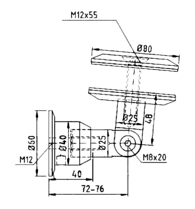 Conector copertina inferior perete/sticla 21,52-25,52 mm [2]