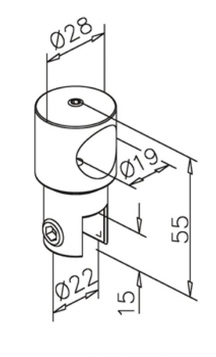 Conector cu trecere 180° bara stabilizare cabina dus teava/sticla [2]