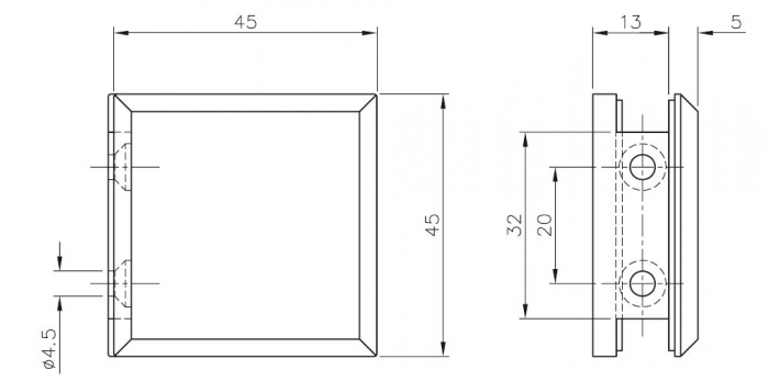 Conector cabina dus perete/sticla 90° [2]