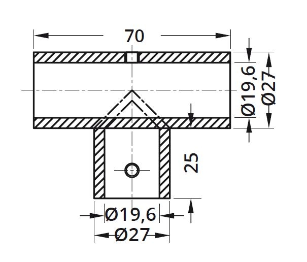 Conector T bara stabilizare cabina dus teava/teava [2]