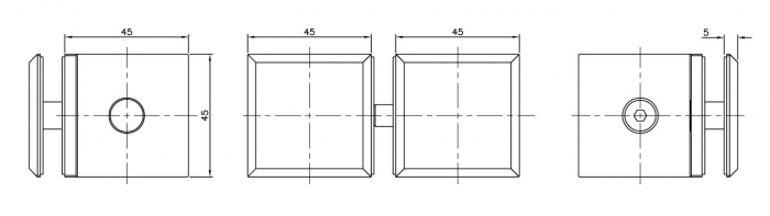 Conector T cabina dus sticla/sticla 90°/180° [2]