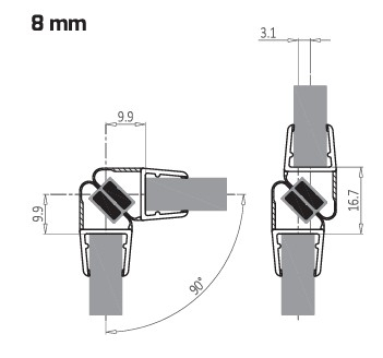 Garnitura magnetica 90°-180° cabina dus sticla 8-10 mm [2]