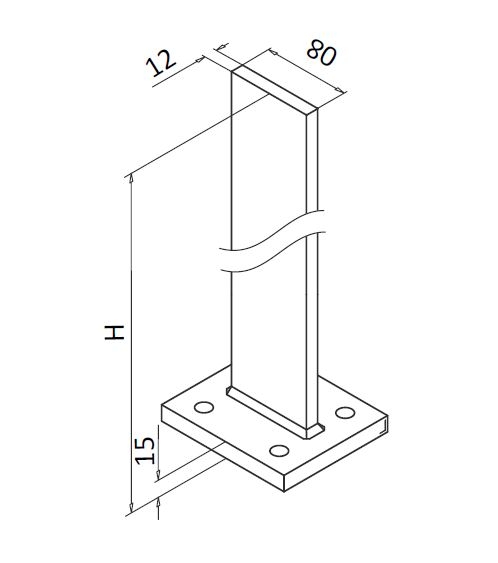 Montant profil mana curenta Easy Glass® Hybrid, H=1040 mm [3]
