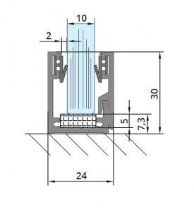 Profil monobloc cu clips inferior sticla 10 mm [1]