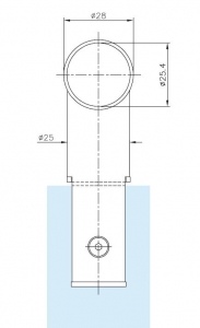 Conector 90° teava Ø25 mm compartimentare toaleta [1]
