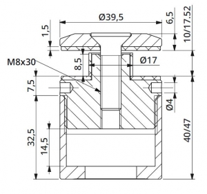 Prindere punctuala cu gat Ø40 mm reglabila 40-47 mm [1]