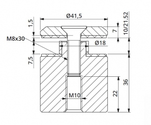 Prindere punctuala fixa cu gat Ø42x36 mm, tija M10 [1]