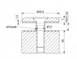 Prindere punctuala fixa fara gat Ø50x30 mm [1]