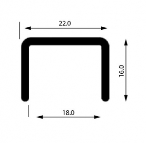 Mana curenta profil U balustrada sticla - Profil U mana curenta, sectiune 22x16 mm