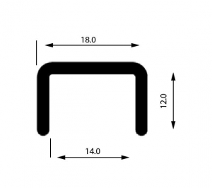 Mana curenta profil U balustrada sticla - Profil U mana curenta, sectiune 18x12 mm