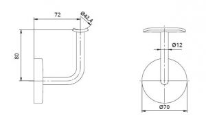 Suport perete 72x80 mm mana curenta rotunda Ø42,4 mm [1]