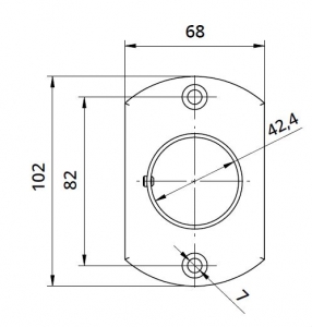 Flansa ovala fixare perete mana curenta rotunda Ø42,4 mm [1]