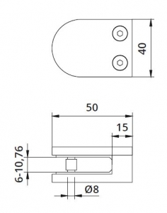 Clema MOD 20 fixare pe drept pentru montant balustrada sticla 6-10,76 mm [1]