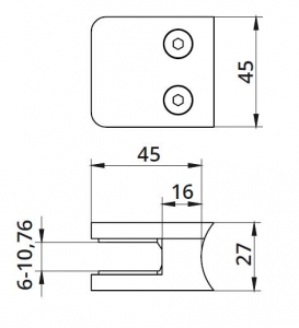 Clema MOD 21 fixare pe rotund pentru montant balustrada sticla 6-10,76 mm [1]