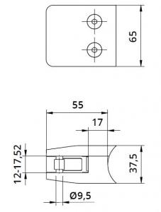 Clema MOD 24 fixare pe rotund pentru montant balustrada sticla 12-17,52 mm [1]