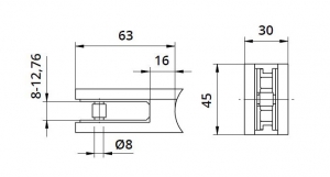 Clema MOD 25 fixare pe rotund pentru montant balustrada sticla 8-12,76 mm [1]