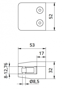 Clema MOD 26 fixare pe drept pentru montant balustrada sticla 8-12,76 mm [1]