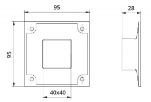 Flansa fixare perete mana curenta patrata 40x40 mm [1]
