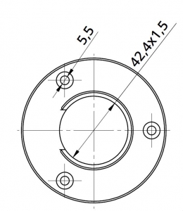 Conector perete mana curenta profilata Ø42,4 mm [1]