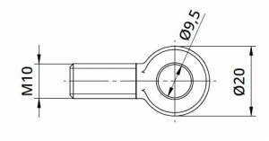 Conector Ø9,5/20xM10 mm piesa capat fixare cablu pentru montant balustrada [1]