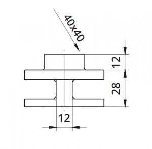 Clema dubla Ø60x28 mm fixare pe teava rectangulara [1]