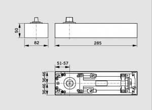 Amortizor pardoseala Dorma BTS 75V EN 1-4 cu placa si insert standard/blocaj la 90º [1]