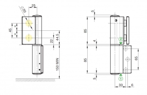 Balama hidraulica Biloba EVO cu blocare 90°/180° fixare pe perete [2]