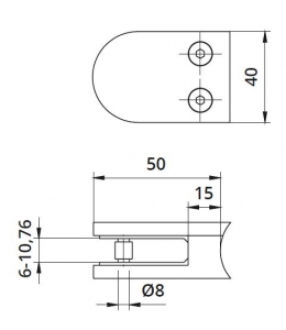 Clema MOD 20 fixare pe rotund pentru montant balustrada sticla 6-10,76 mm [1]