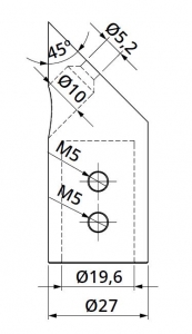 Conector 45° bara stabilizare cabina dus teava/perete [1]