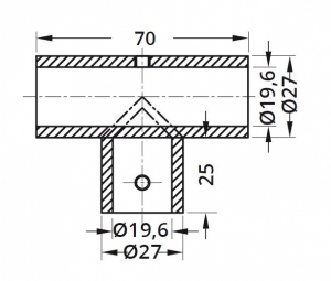 Conector T bara stabilizare cabina dus teava/teava [1]