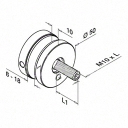 Conector sticla, Ø 50 mm, inox satinat [1]