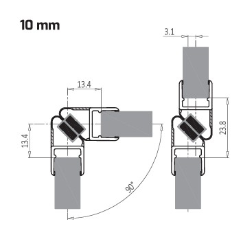 Garnitura magnetica 90°-180° cabina dus sticla 8-10 mm [2]