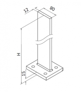 Montant profil mana curenta Easy Glass® Hybrid, H=1040 mm [2]