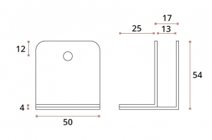 Conector inferior 90° sticla/HPL 10-13 mm compartimentare toaleta [1]